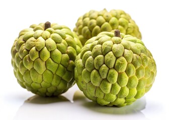 Fototapeta premium Minimalist Sugar Apple Photography: Ripe Annona Squamosa on White