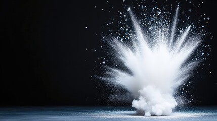 White powder explosion on dark background