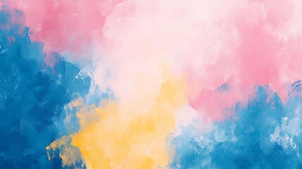 Abstract Pastel Painting with Pink, Blue, and Yellow Hues