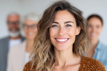 Empowered woman smiling in professional setting business environment close-up
