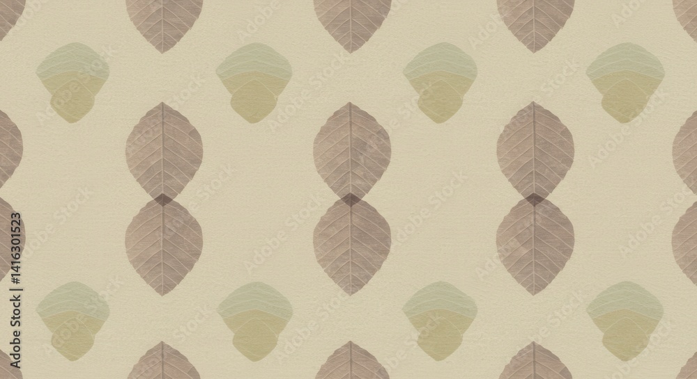 Poster Seamless pattern of botanical leaves creating a unique background texture