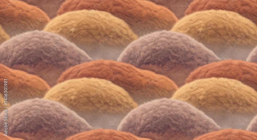 Aufkleber seamless textile pattern featuring fluffy rounded forms in warm earthy tones