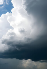 Obraz premium plane flying through a cloudy blue sky