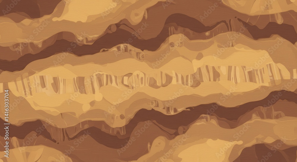 Poster Abstract brown and beige shapes creating a layered organic pattern effect