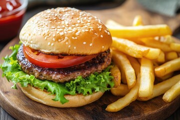 Gourmet burger and fries combo