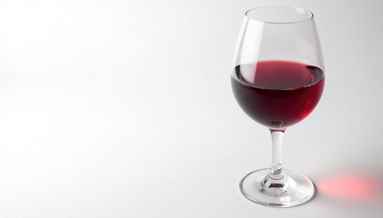 Full glass of deep red wine against pure white, still life, close-up