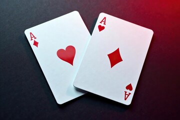 Four aces laid out in a square formation, close up , high resolution, vintage, macro
