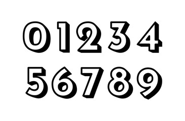 Vector illustration of set of numbers colorful 3d bold style on white background.