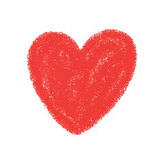 Heart Doodle Crayon Love Handdrawn Red Romantic Isolated Symbol Cute Valentine Child Sketch Illustration Simple Affection Drawing Cartoon. Ideal for Greeting Cards, Kids Art, and Valentine's Day