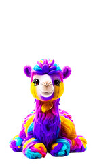Fototapeta premium Cheerful Cartoon Camel | Vibrant Toy for Kids | Colorful Desert Animal | Playroom Decor | Cute Smiling Character transparent png graphic resource 