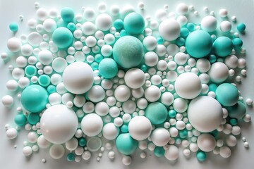 Abstract Composition of White and Aqua Spheres Forming a Textured and Visually Appealing Pattern
