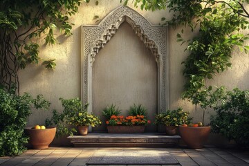 Ornate archway garden setting