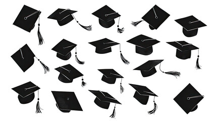 Celebration of Graduation: A Cascade of Black Graduation Caps