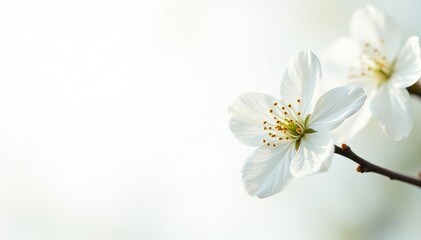 Delicate white blossom against pure white backdrop, garden, bright, photography