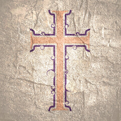 Decorated Christian cross for web banner or social graphic. Religion concept illustration.