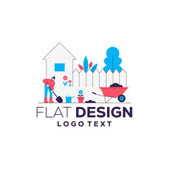 Fototapeta premium Crop care concept. Farmer woman watering plants and bushes at garden situation. Gardening