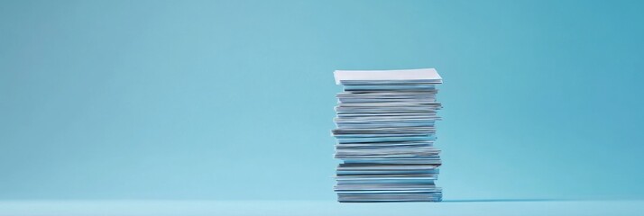Stack of documents on a blue background business paperwork pile minimalist office concept ideal for accounting finance and management visuals with clean simple aesthetic 
