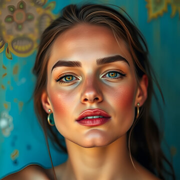Rosto bronzeado de uma linda modelo feminina