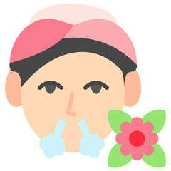 Breathe flat color, mini illustration icon, related to relaxation, spa, wellness and more. Vector EPS 10 for modern concept, print, UI, UX kit, web and app development