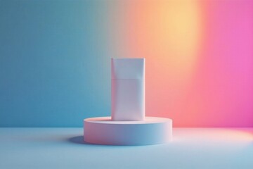 Minimalist space with a single product on a pedestal against a gradient background , empty pedestal, empty room