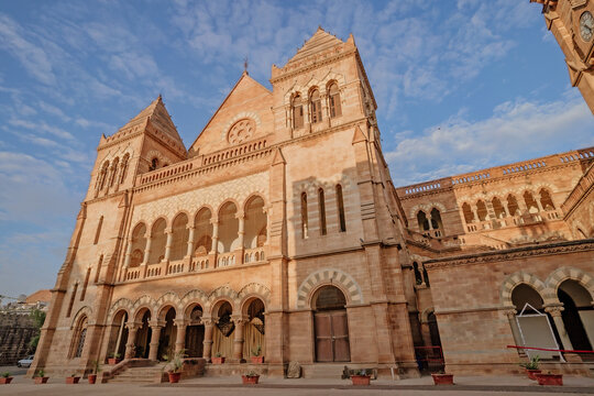 Prag Mahal, Morning Time hitting the spire of the ancient Prag Mahal palace in the town of Bhuj in Kutch. Bhuj, Gujarat, India.