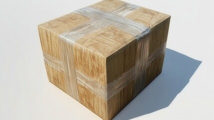 A sturdy wooden crate, tightly wrapped