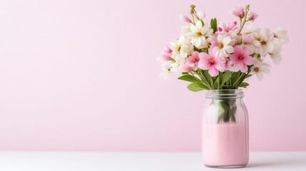 Obraz premium Delicate pastel flowers in a glass vase
