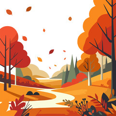 Golden Autumn Landscape Illustration