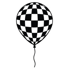 Balloon With Checkerboard Pattern And Knotted String