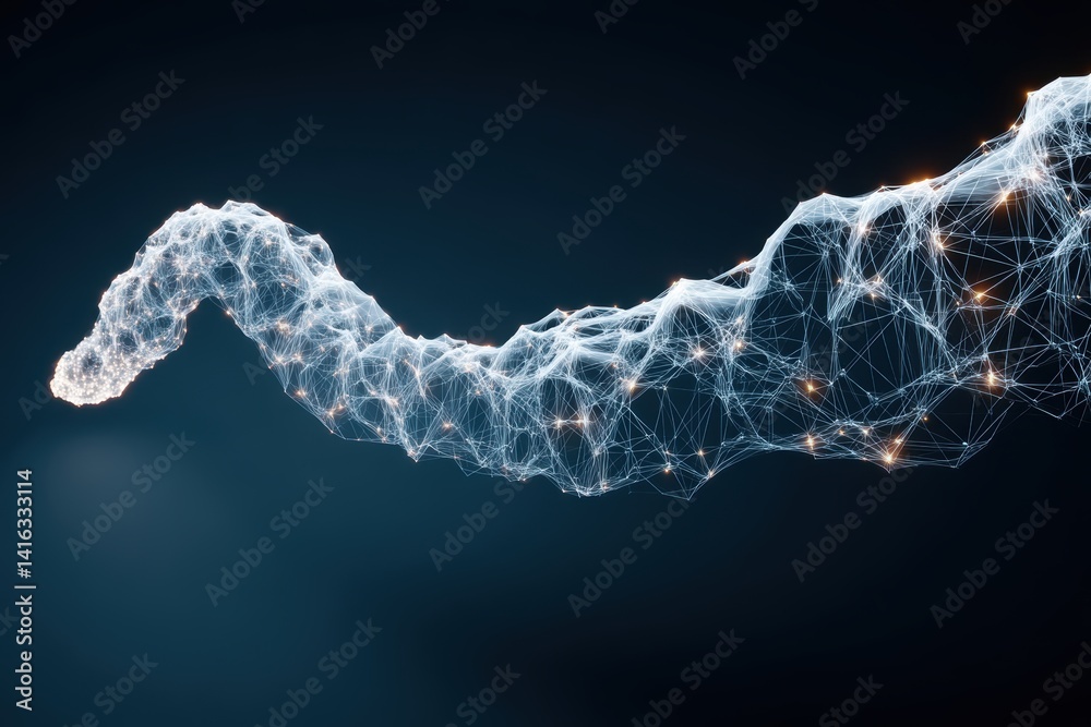Poster digital network flowing like a river of interconnected nodes connection of future web abstract graph