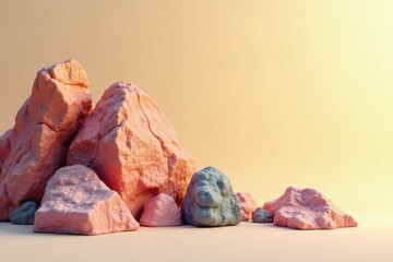 Rock abstract art on a neutral beige background with gentle gradient effect, design, pattern, gradient