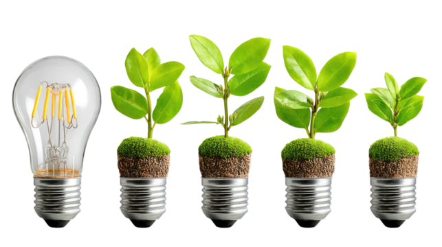 Growth Through Innovation: A symbolic representation of growth and sustainability, featuring a lightbulb with sprouting plants.