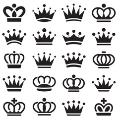 Crown icon, Royal king crown, princes, queen,  Simple and minimal king crown black silhouette