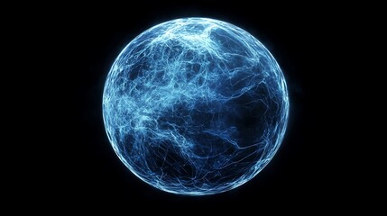 Glowing Digital Earth with Network Lines, A glowing digital representation of Earth with visible continents and network lines