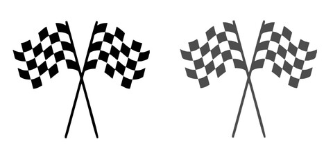 Checkered Flag different variations icon set.Windstart and finish checkered racing flags icon.