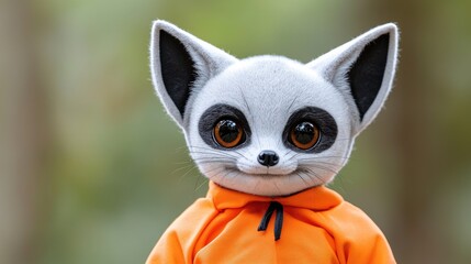 Obraz premium Adorable fox wearing orange hoodie soft gentle animal portrait