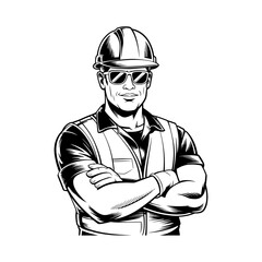 Confident Construction Worker in Safety Gear