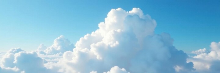 Obraz premium Soft and puffy white cloud drifts across blue, soft, white