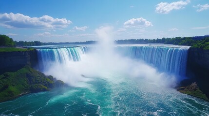 Fototapeta premium Awe-inspiring Essence of Waterfalls. Perpetual Cascade and Eternal Existence of Majestic Natural Marvels.