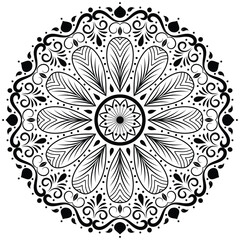 Black and white beautiful mandala design. Beautiful mandala design for coloring book, lace, swirl, henna, tattoo, logo, frame, card, pattern, background and  wallpaper. 