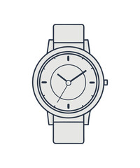 Minimalist hand watch outline with sleek modern lines and a classic round dial featuring elegant hour markers and simple clean straps vector illustration