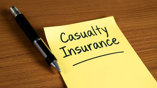 Writing note showing Casualty Insurance. Business concept for overage against loss of property or other liabilities