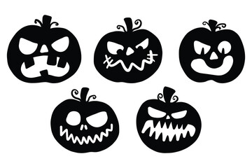 Collection of Scary Halloween Pumpkin Face Icons


