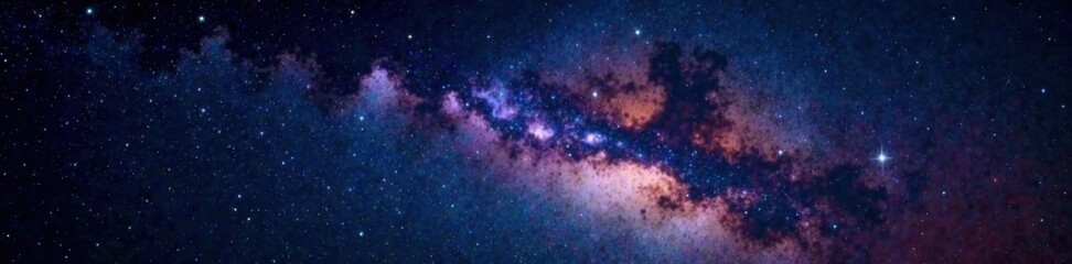 Fototapeta premium Starry night sky with Milky Way galaxy and cosmic dust, astronomy, stardust