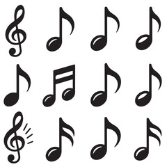 music notes icon silhouettes