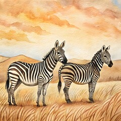 Fototapeta premium side-view-of-zebras-standing-on-field-aude-occitanie france