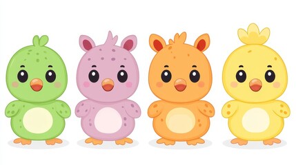 Fototapeta premium Voxelated baby chicks with adorable facial expressions perfect for Easter cards or springtime designs adding a touch of childish charm and fun