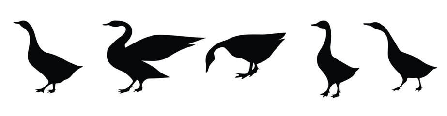  Goose black silhouettes set