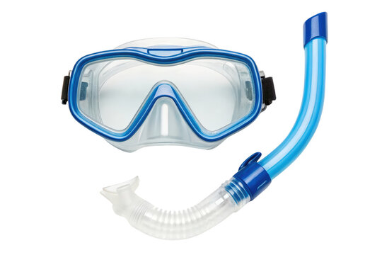 Diving mask and snorkel set for underwater exploration isolated with transparent background