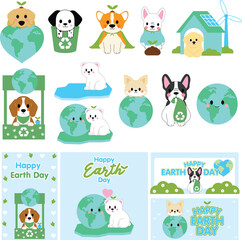 Earth Day, eco dog, cute animal, recycle pet, green earth, save planet, puppy love, globe dog, polar bear, dog cartoon, happy planet, eco friendly, dog character, clean energy, pet earth, 